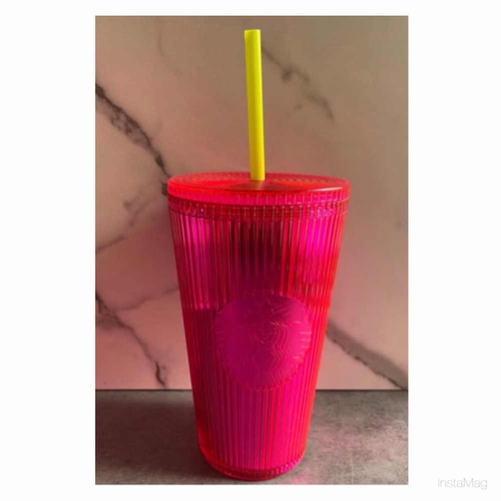 NEW Starbucks 2023 Summer Pleated Neon Magenta Grande Tumbler